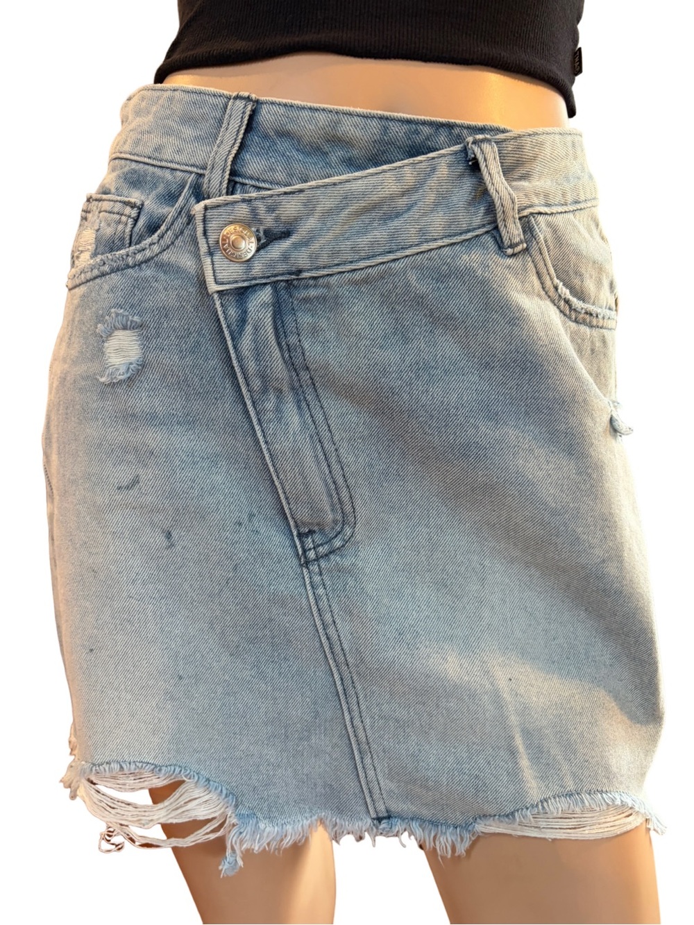 Desigual Tatum Frayed Denim Mini Skirt High Rise MWOT M